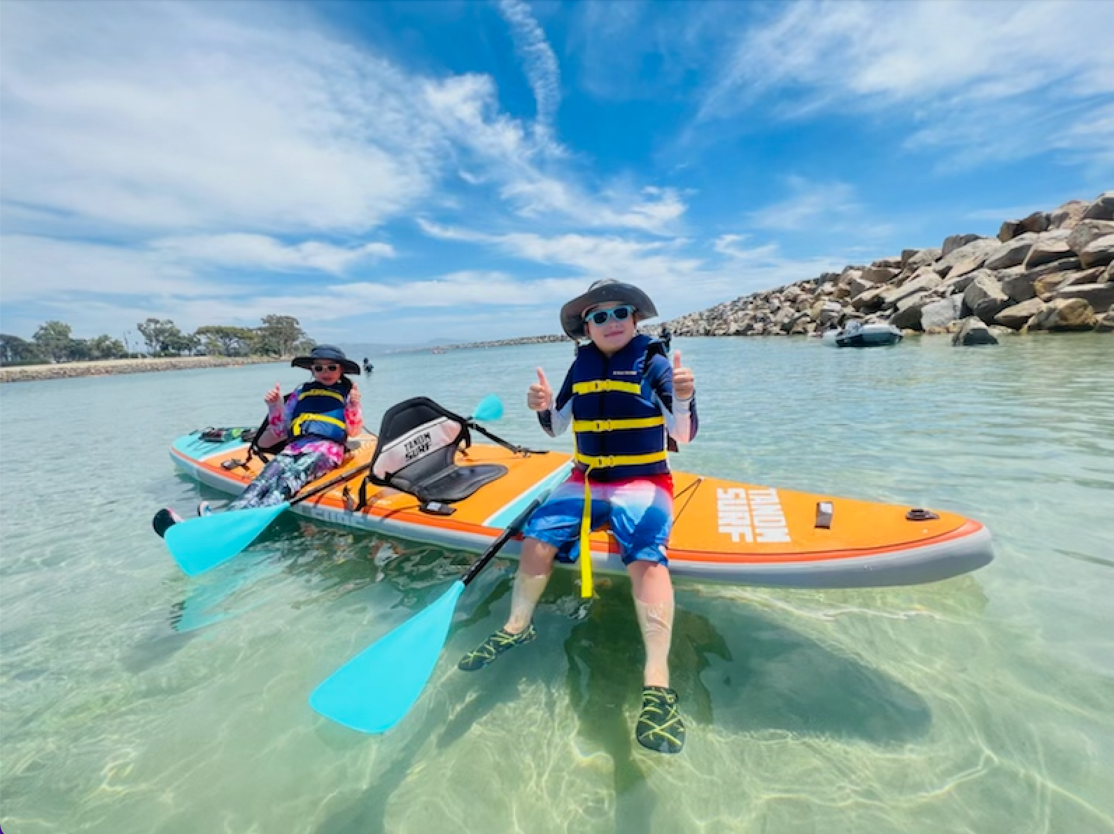San Clemente Family of Four Loves the New TANDM SIT + SUP Paddleboard Kayak