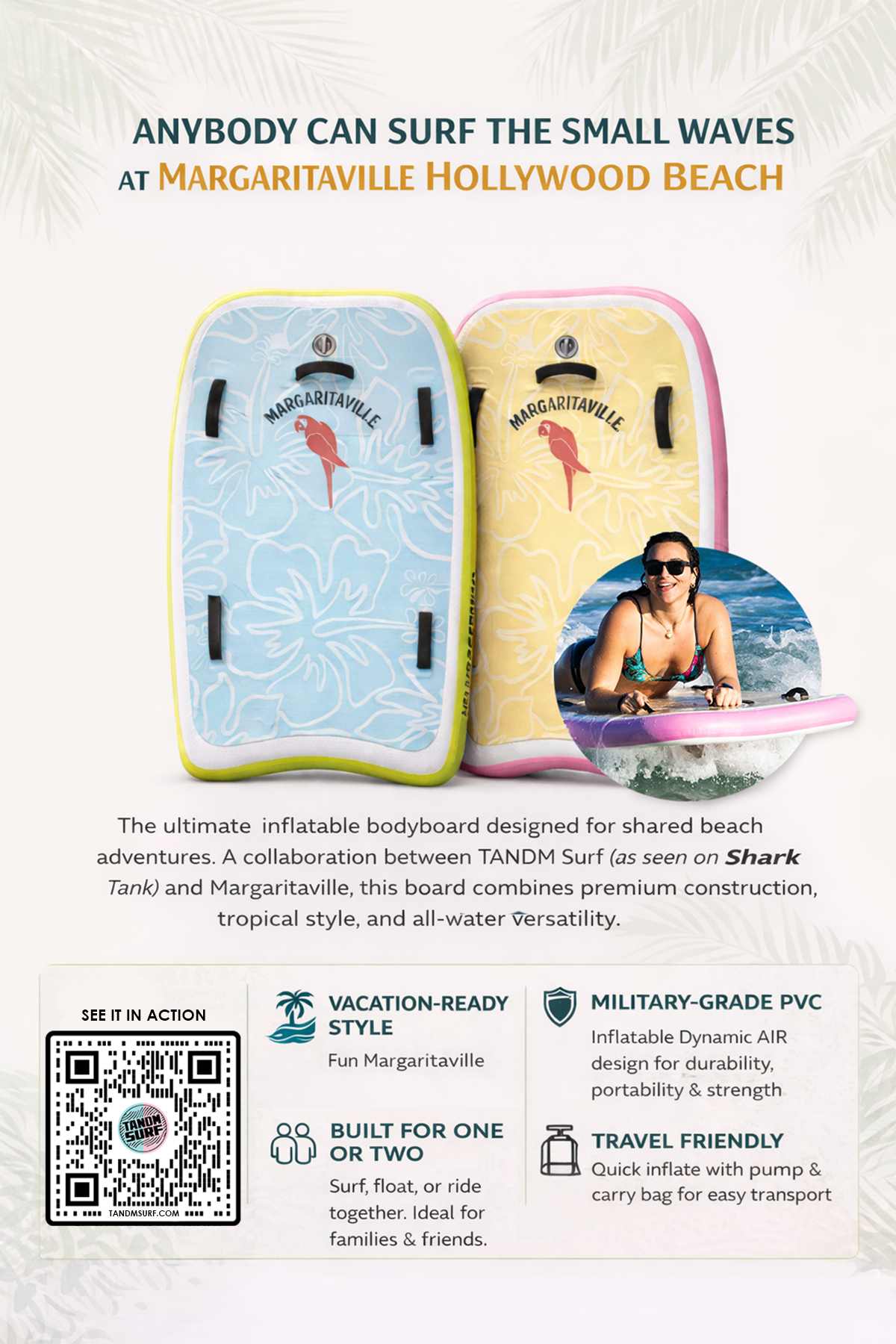 TANDM Surf x Margaritaville Tandem Bodyboard