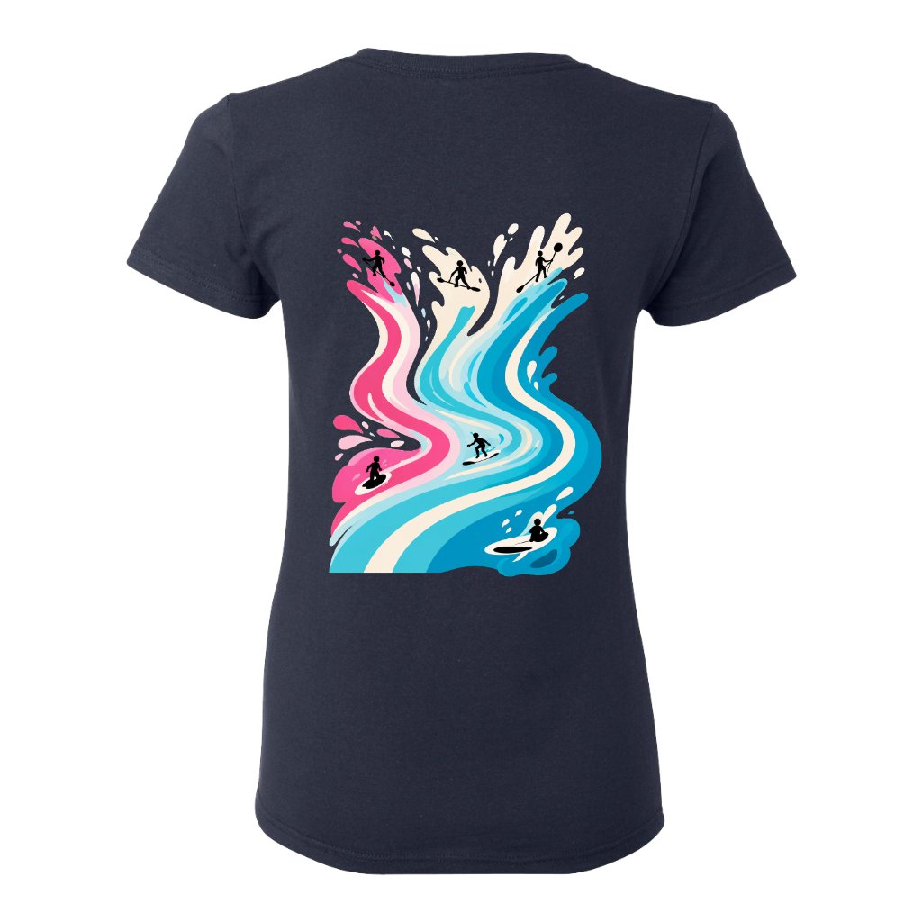 TANDM SURF® Anybody Can Surf Women's Tee - Navy Back
